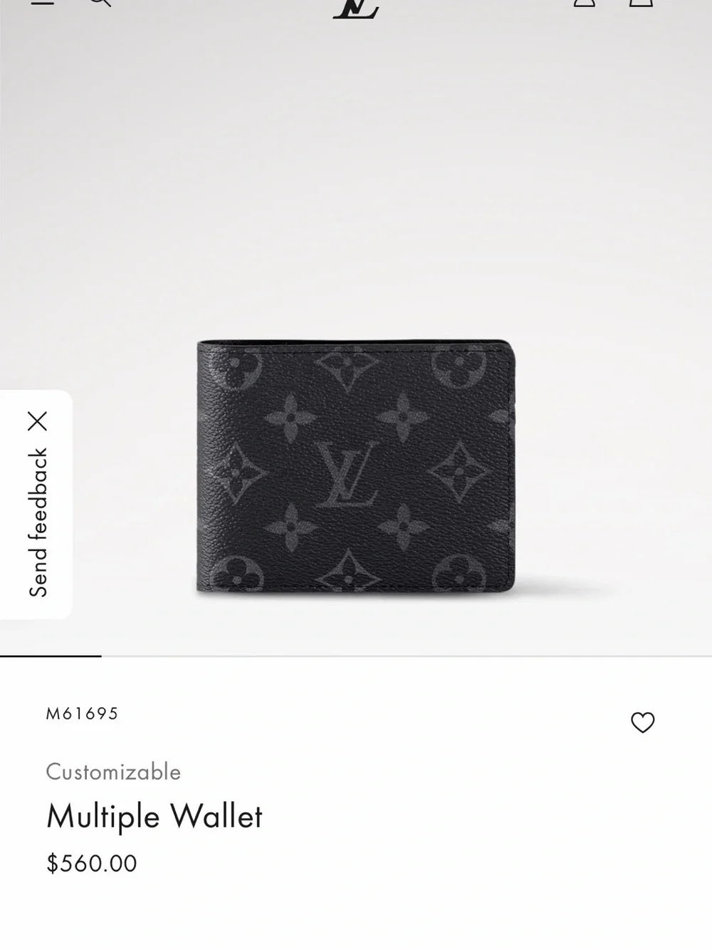 Louis Vuitton Men's Black Monogram Canvas Wallet with Signature Box